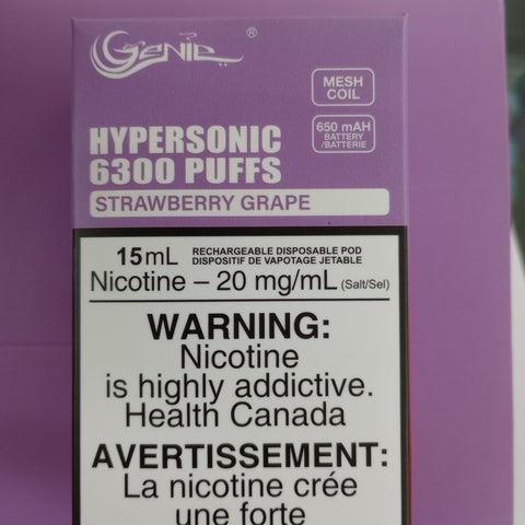 [s] Strawberry Grape Genie Hypersonic 6300 Puffs 15 ml*20mg/ml Sale5