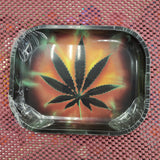 5671 |Dark Leaf Metal Rolling Tray 18x14