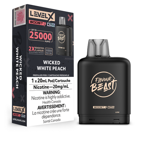 [O] Wicked White Peach Flavour Beast LevelX Boost G2 25KO (Without Battery)