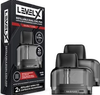 LevelX Refillable Dual Coil 5.5ml 2/Pk 0.6/1.2ohm