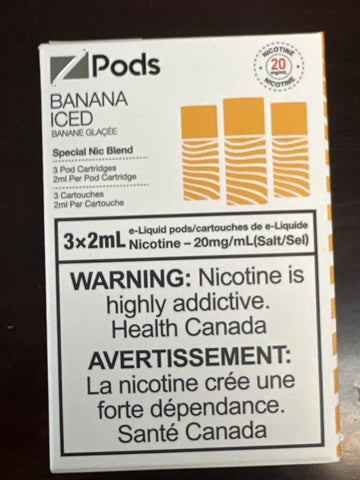 [O] Banana Iced Zpod 3/pk blend 20mg