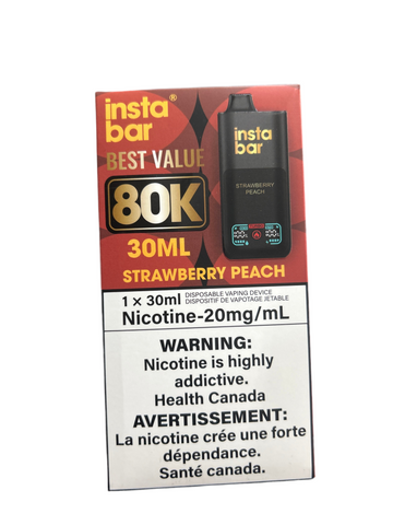 [S] Strawberry Peach Insta bar 80k 30ml 20mg