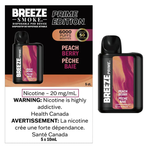 [s] Peach Berry Breeze Prime Synthetic 50 6000 puffs 20mg 10ml