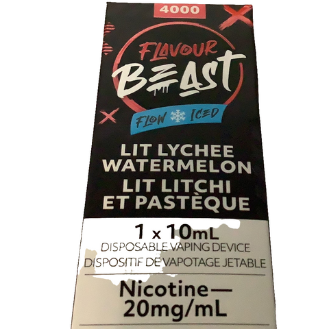 [s] Lit Lychee Watermelon 1x10ml 4000 puffs FlavourBeast 20mg/mL sale