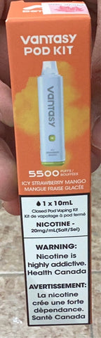 [s] Icy Strawberry Mango 20mg/10mL 5500 puffs Vantasy Pod Kit+ Battery