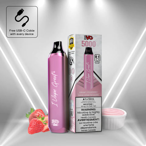 [s] Creamy Strawberry IVG Bar Max 5000 20mg sale