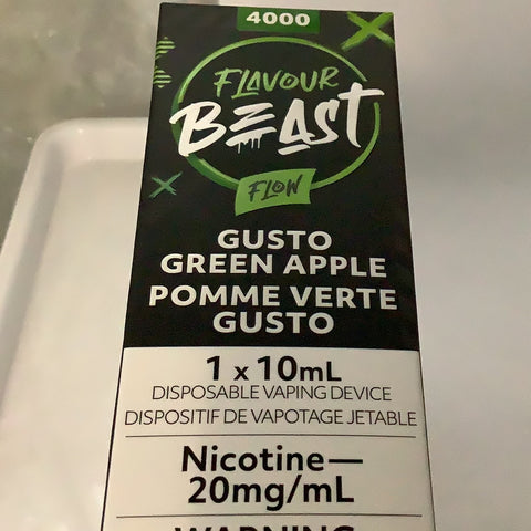 [s] Gusto Green Apple 1x10ml 4000 puffs FlavourBeast 20mg/mL