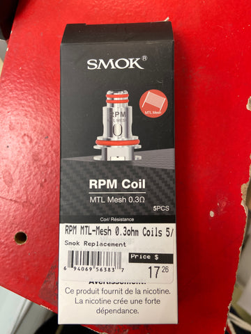 Smok RPM Coil MTL Mesh 0.3ohm Coils 5/PK